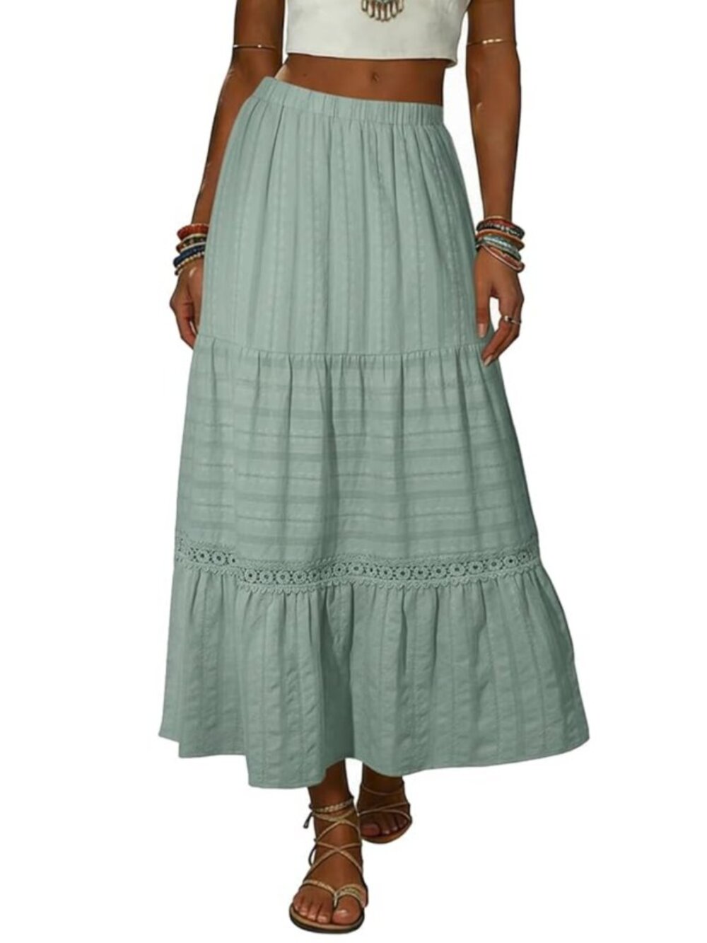 Crochet Lace High-Waisted A-Line Maxi Skirt